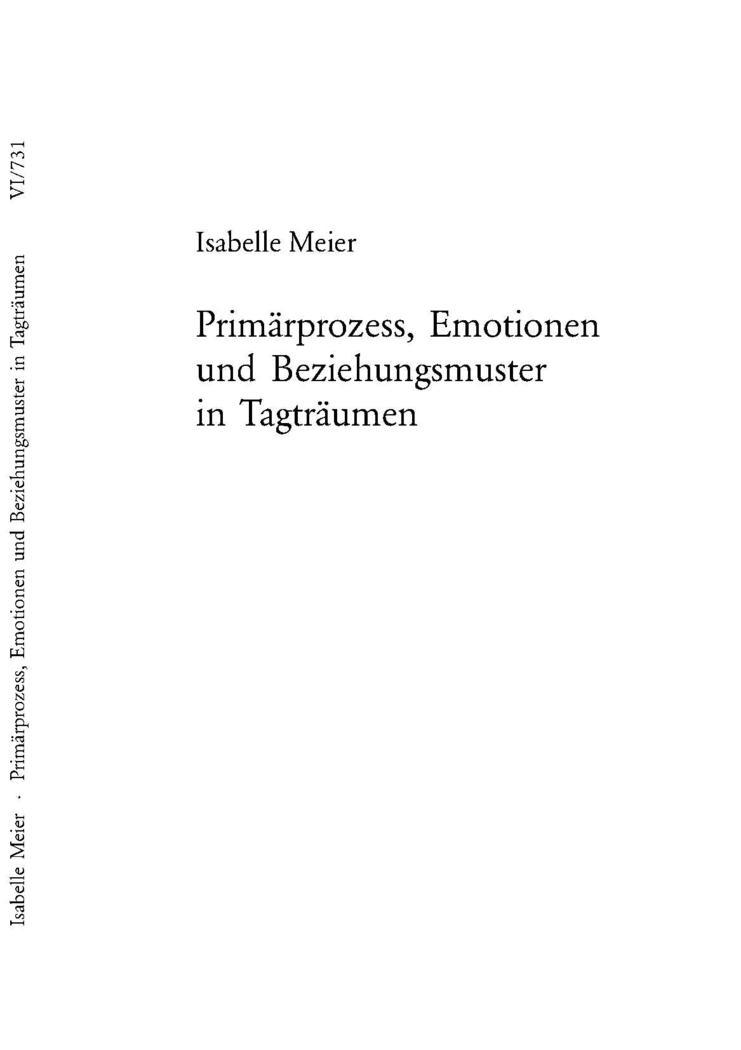 Vorderes Coverbild Primärprozess, Emotionen und Beziehungsmuster in Tagträumen