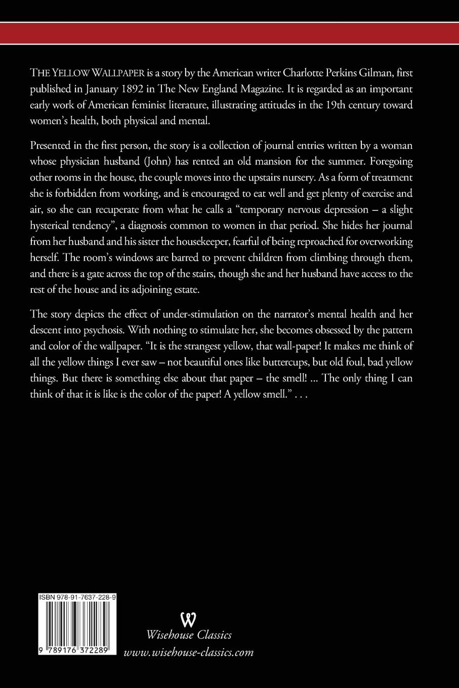 Rückseitencover The Yellow Wallpaper (Wisehouse Classics - First 1892 Edition, with the Original Illustrations by Joseph Henry Hatfield)