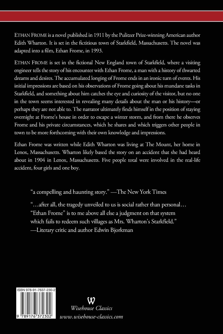 Rückseitencover Ethan Frome (Wisehouse Classics Edition - With an Introduction by Edith Wharton)