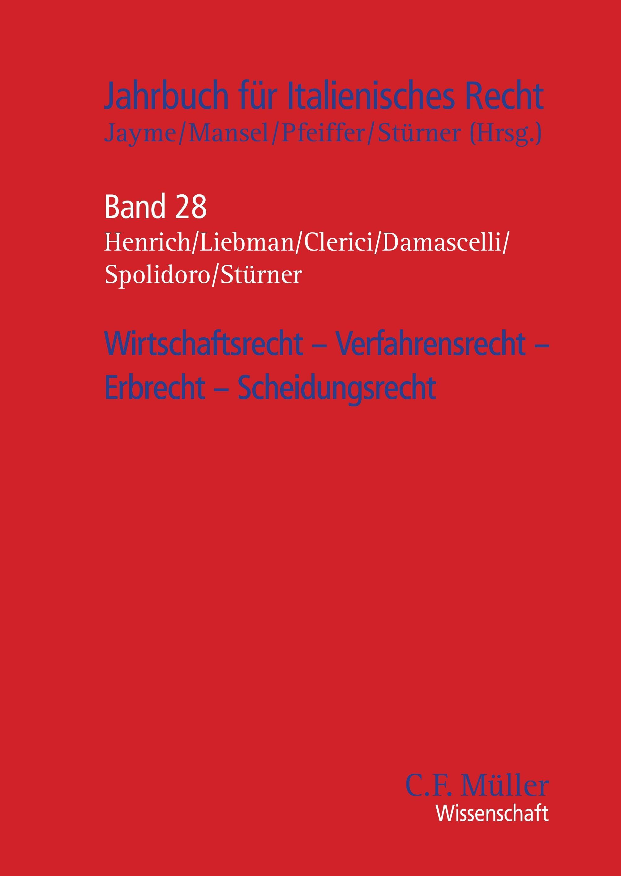 Vorderes Coverbild Wirtschaftsrecht - Verfahrensrecht - Erbrecht - Scheidungsrecht