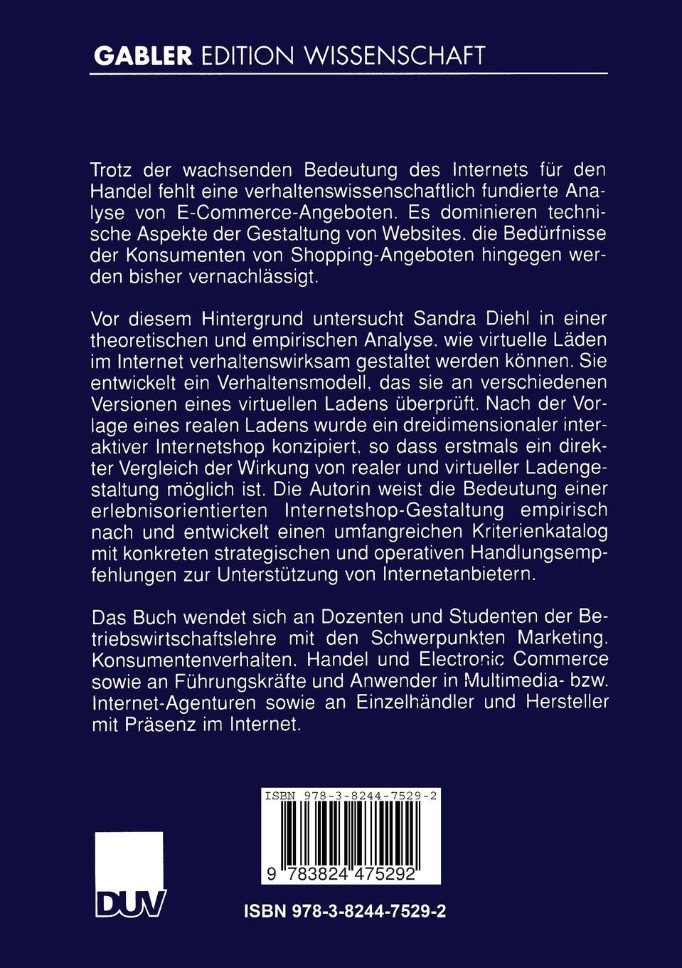 Rückseitencover Erlebnisorientiertes Internetmarketing
