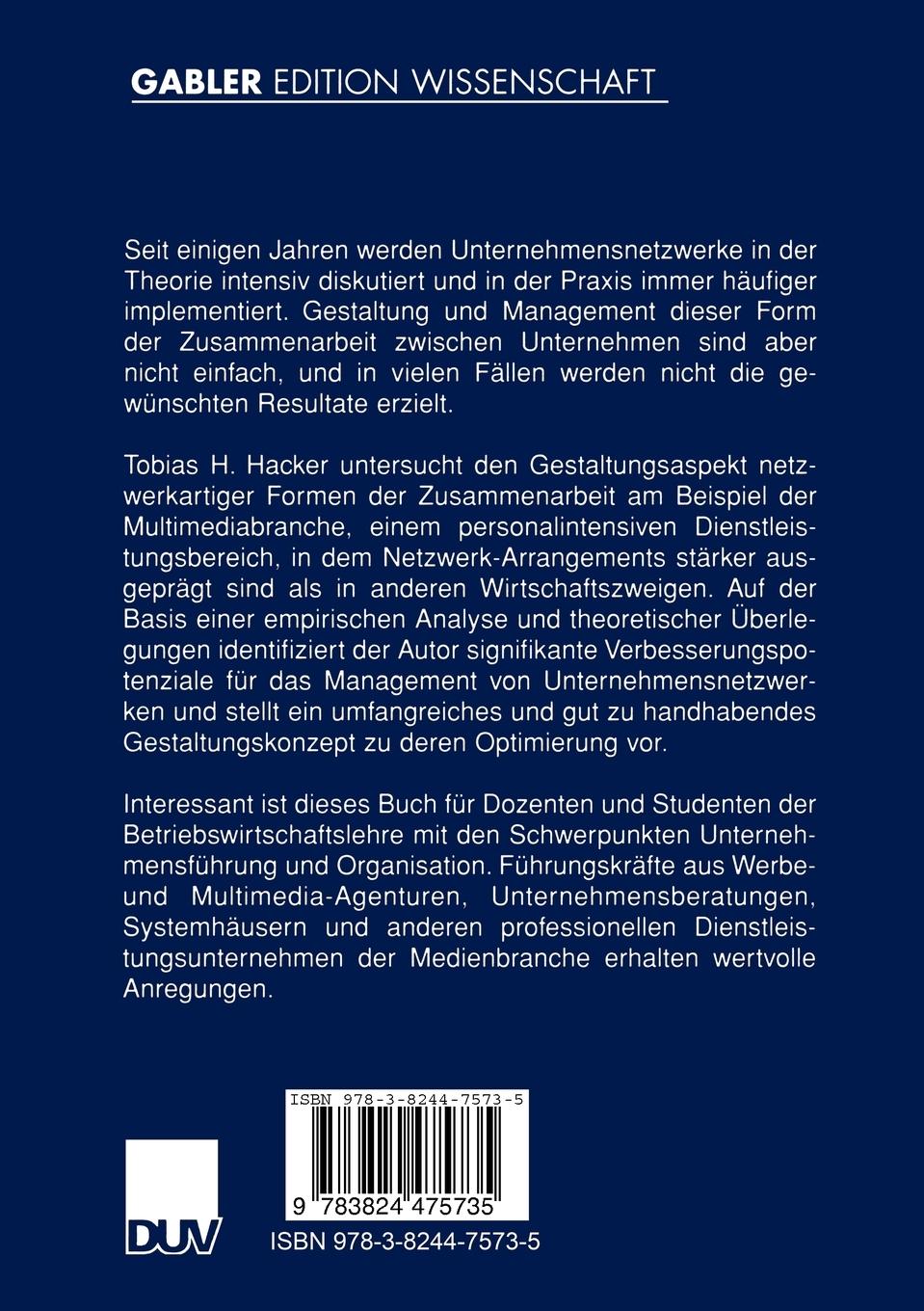 Rückseitencover Unternehmensnetzwerke in der Multimediabranche