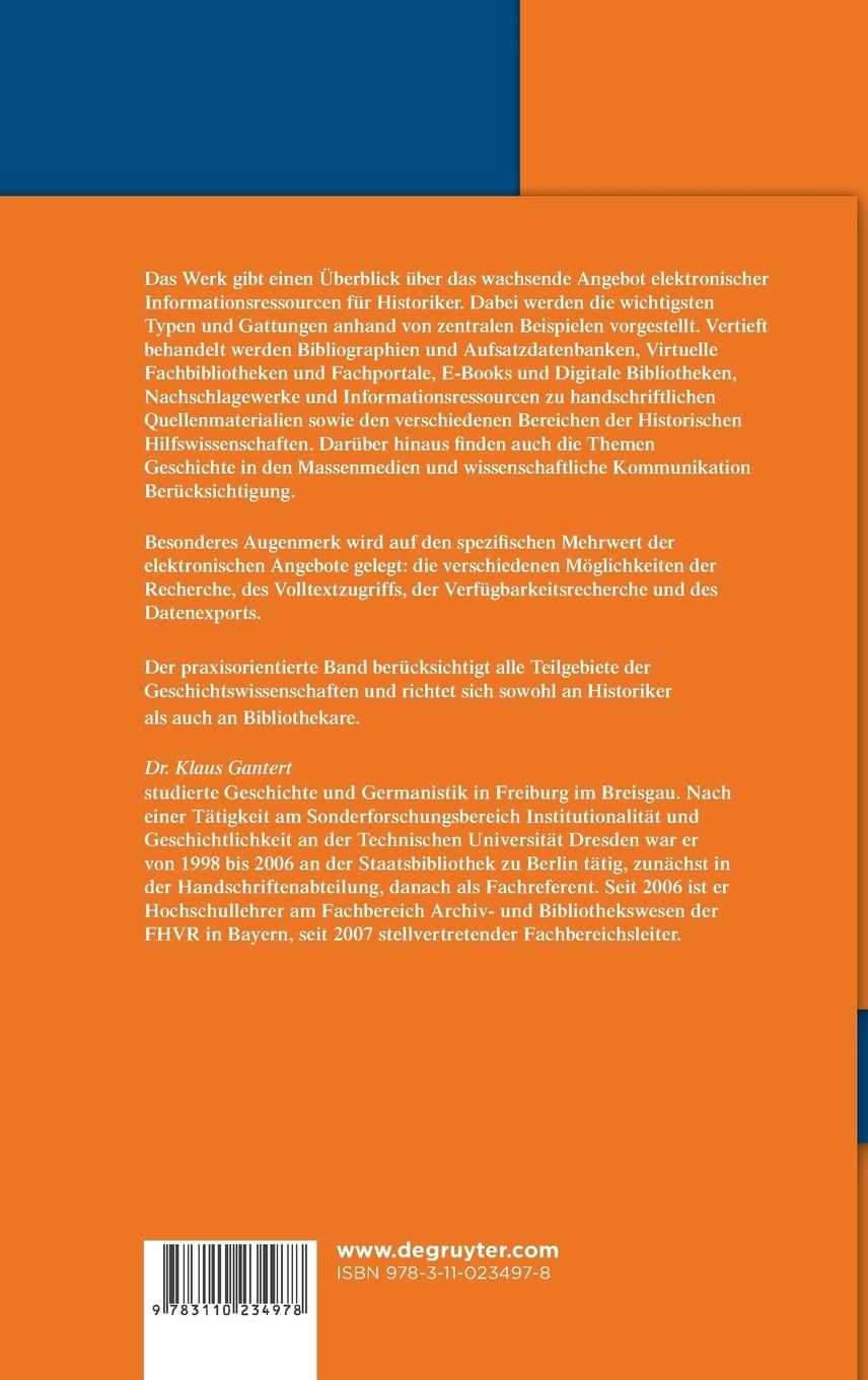 Rückseitencover Elektronische Informationsressourcen für Historiker