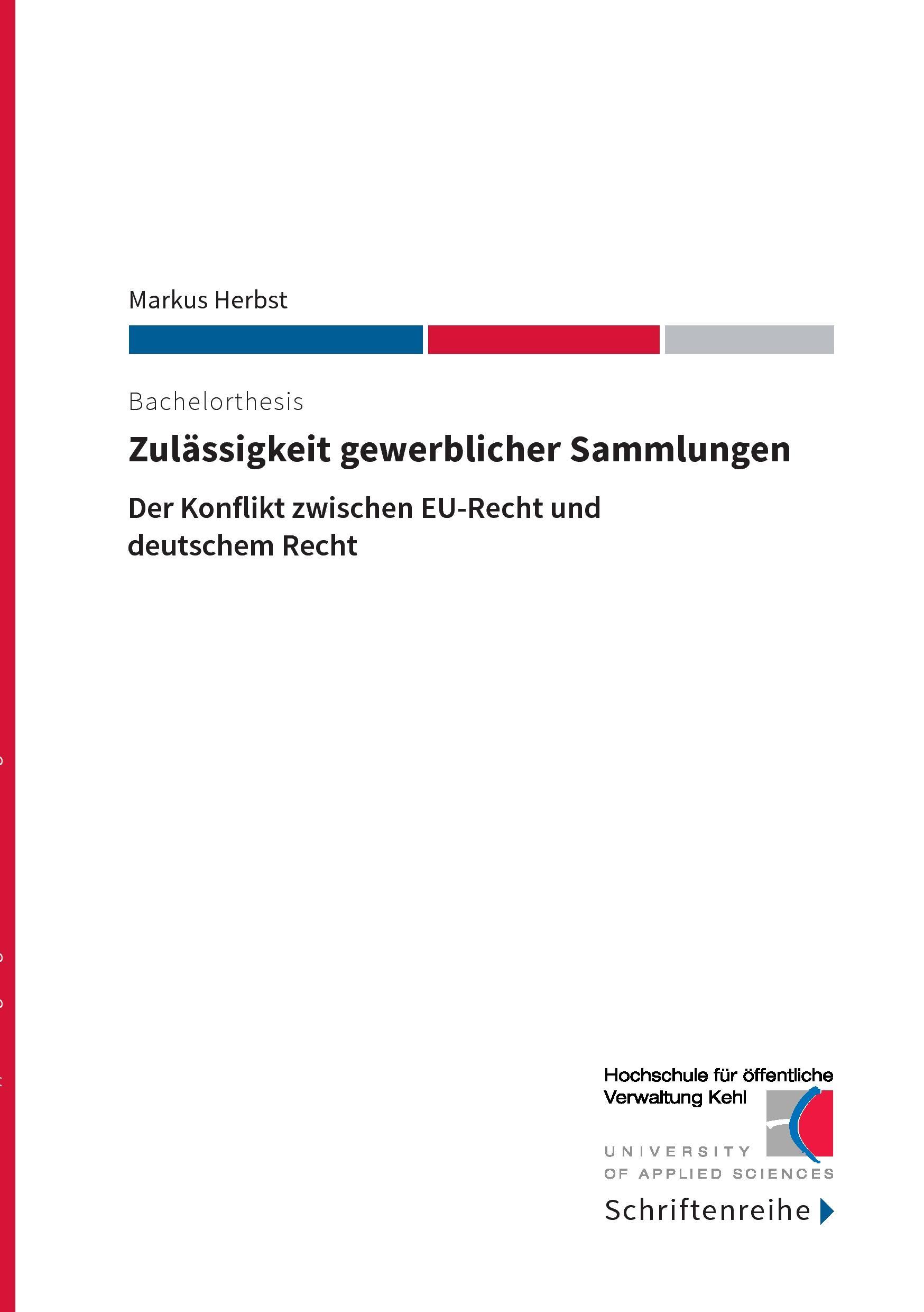 Vorderes Coverbild Zulässigkeit gewerblicher Sammlungen