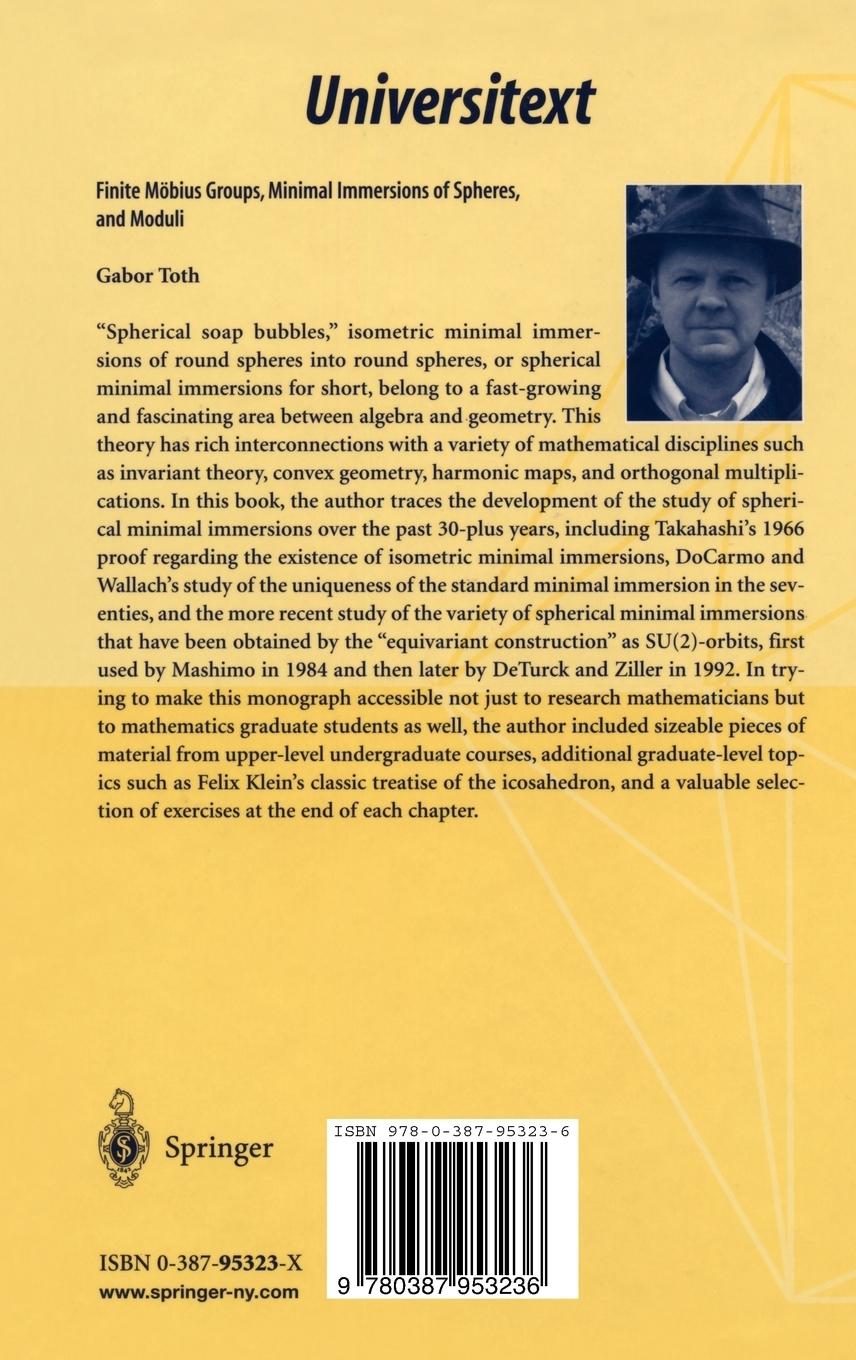 Rückseitencover Finite Möbius Groups, Minimal Immersions of Spheres, and Moduli