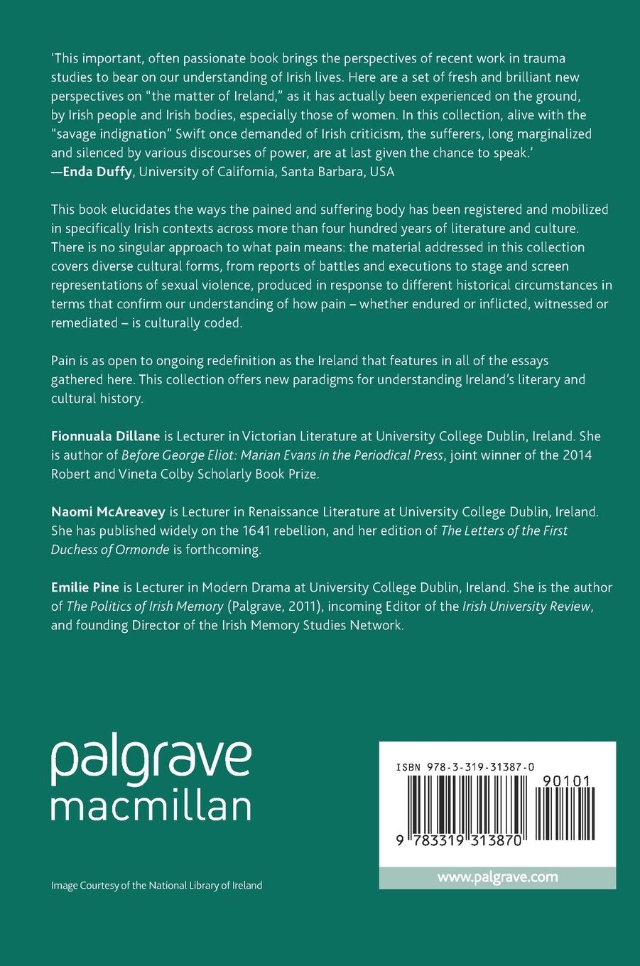 Rückseitencover The Body in Pain in Irish Literature and Culture