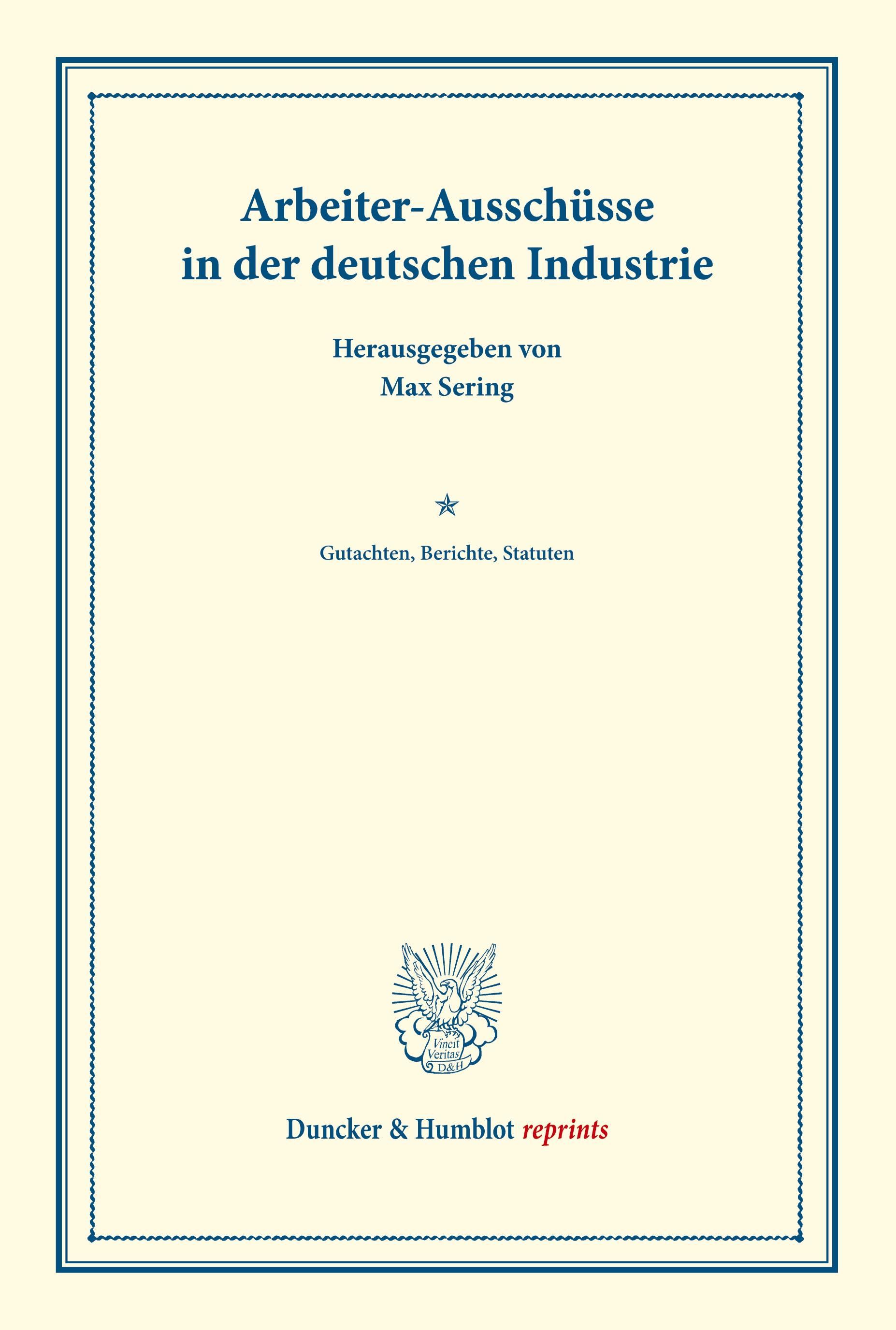 Vorderes Coverbild Arbeiter-Ausschüsse in der deutschen Industrie.