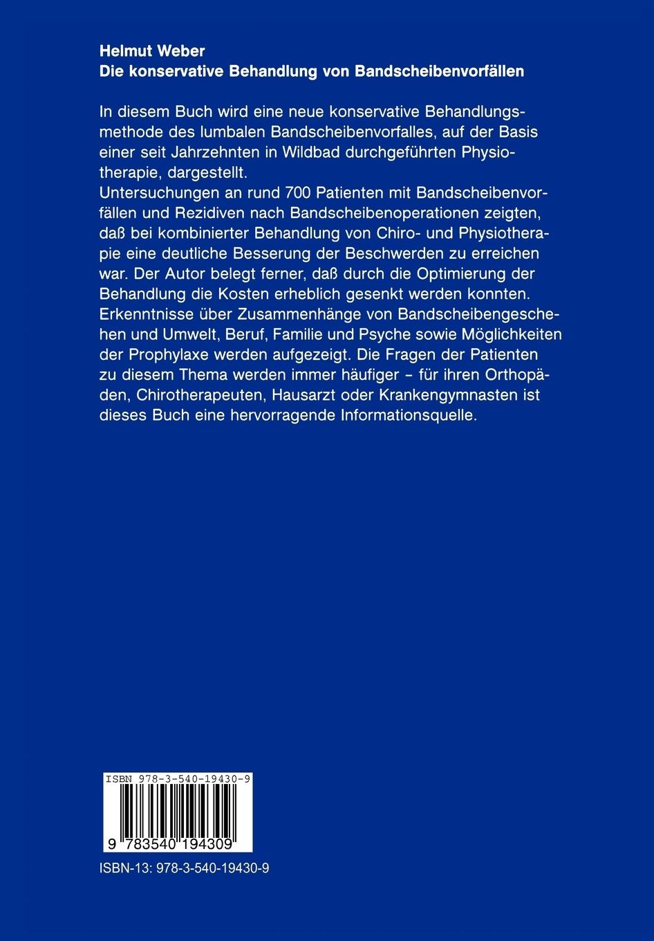 Rückseitencover Die konservative Behandlung von Bandscheibenvorfällen