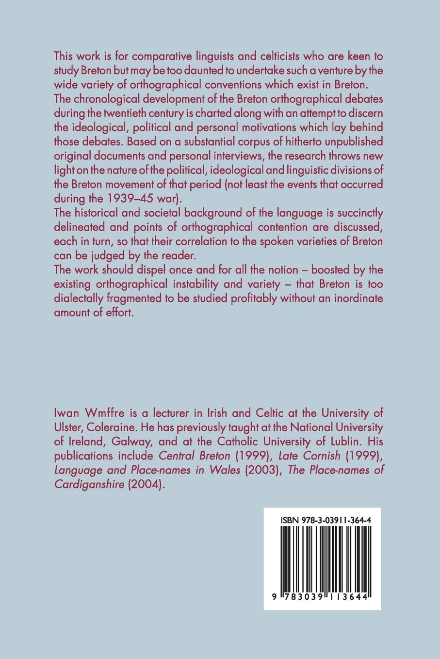 Rückseitencover Breton Orthographies and Dialects - Vol. 1
