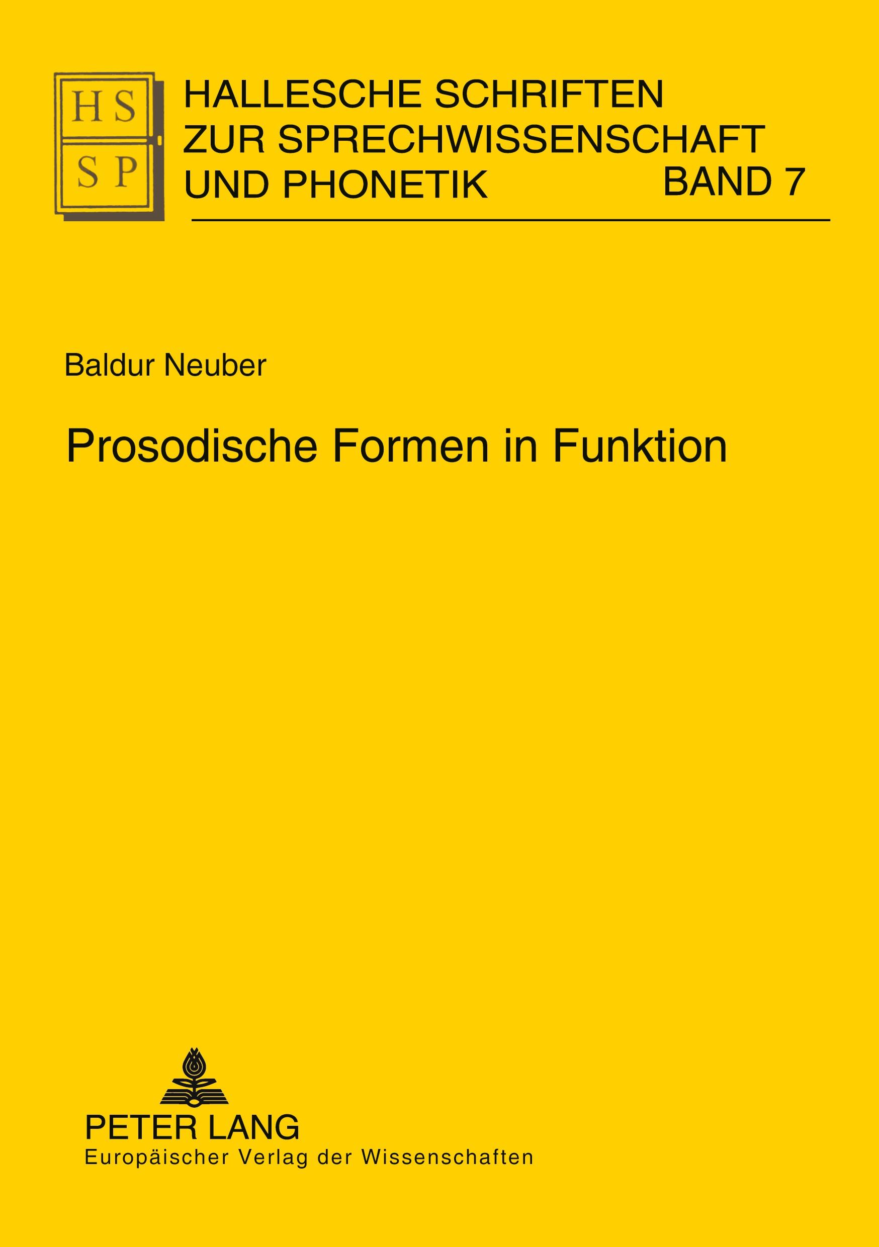 Vorderes Coverbild Prosodische Formen in Funktion