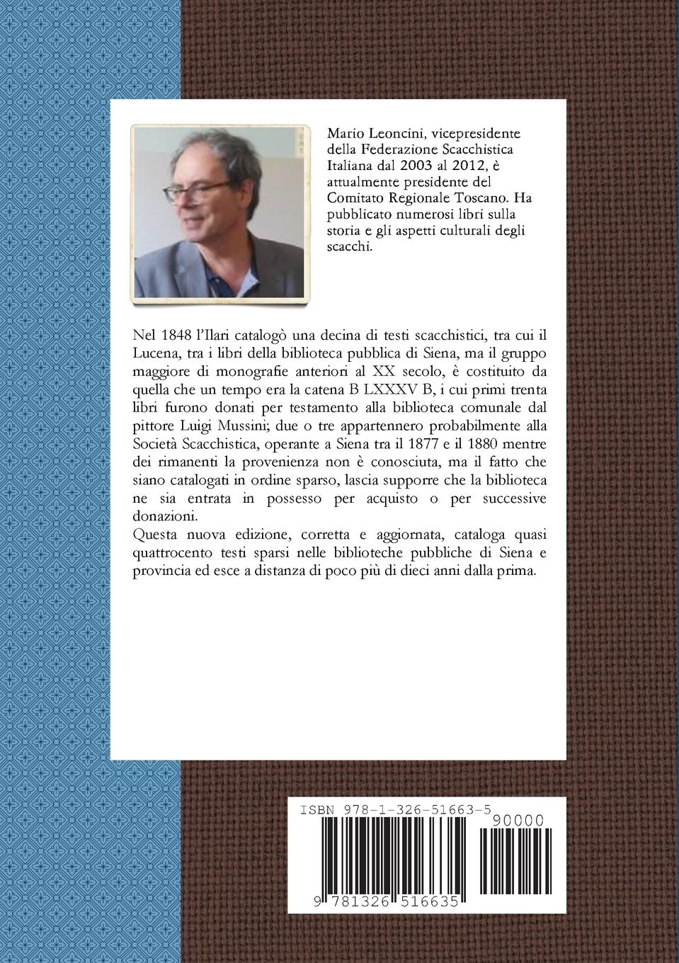 Rückseitencover Gli scacchi nelle biblioteche pubbliche di Siena e provincia
