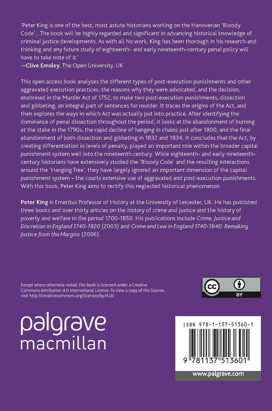 Rückseitencover Punishing the Criminal Corpse, 1700-1840