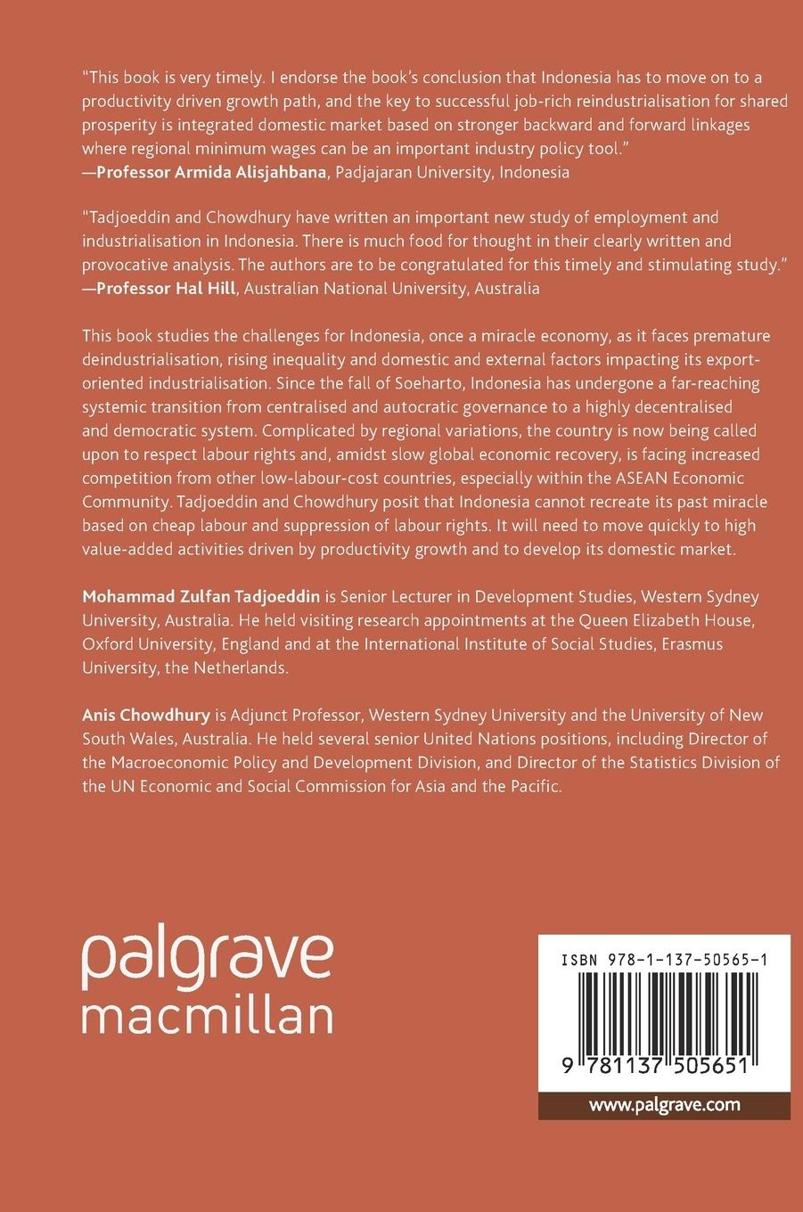 Rückseitencover Employment and Re-Industrialisation in Post Soeharto Indonesia