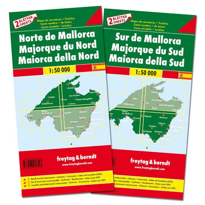 Rückseitencover Mallorca Nord und Süd, Set, Autokarte 1:50.000