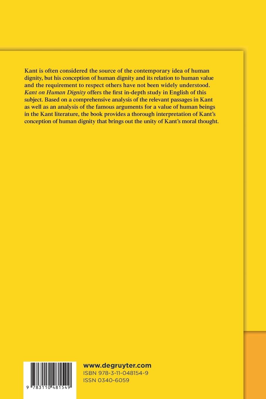 Rückseitencover Kant on Human Dignity