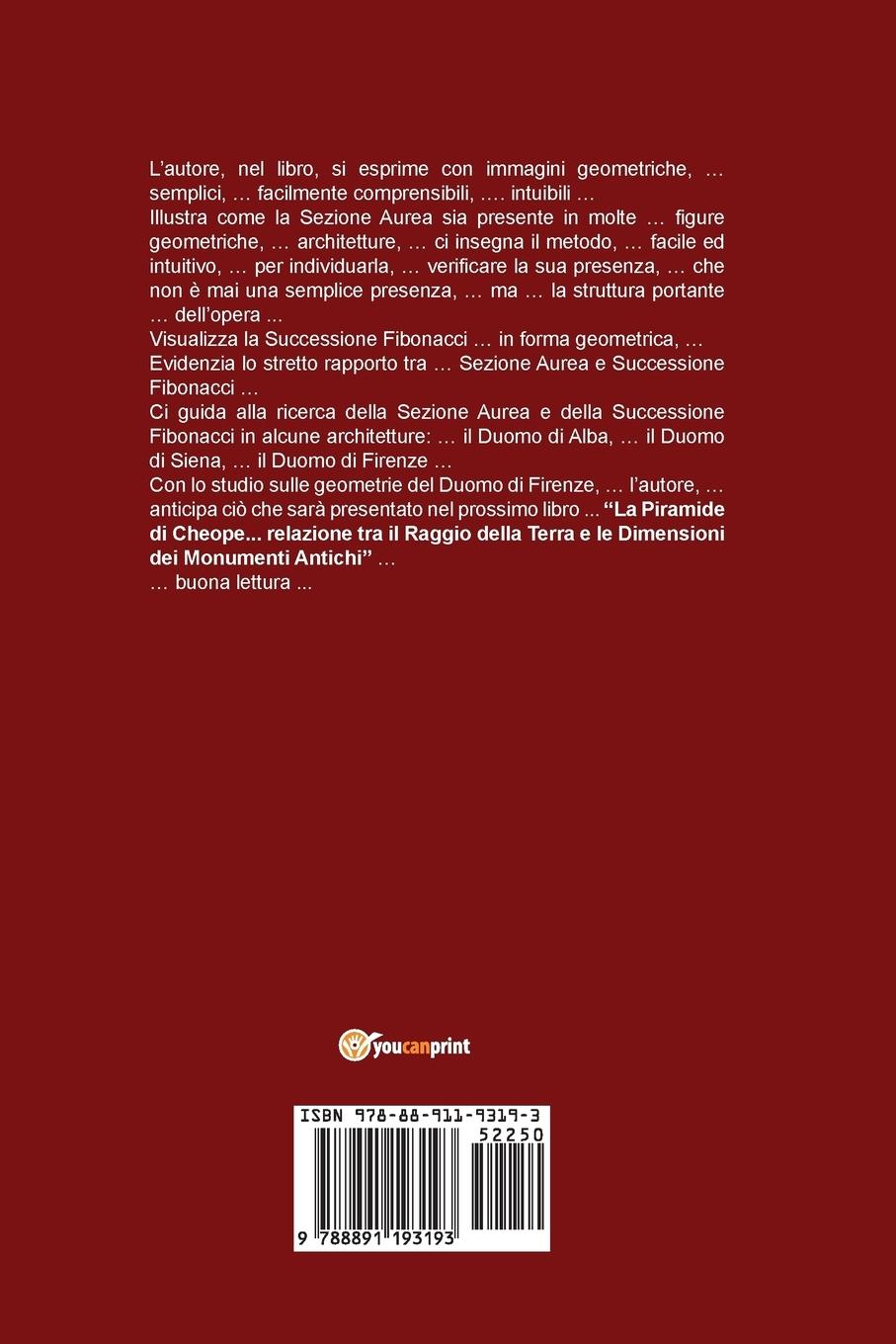 Rückseitencover Sezione Aurea e Successione di Fibonacci