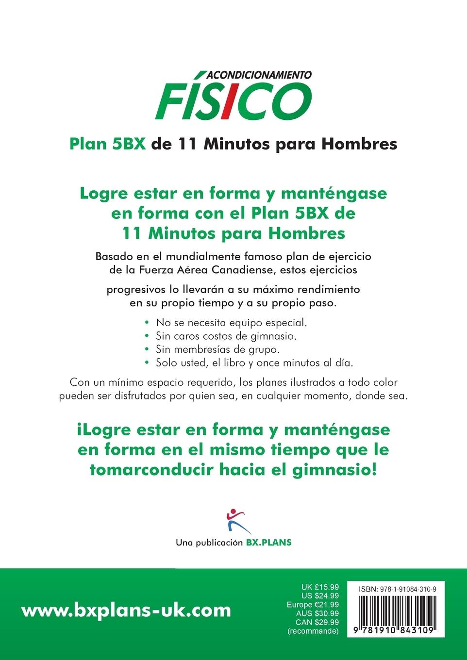 Rückseitencover Acondicionamiento Fisico - Plan 5BX de 11 Minutos para Hombres