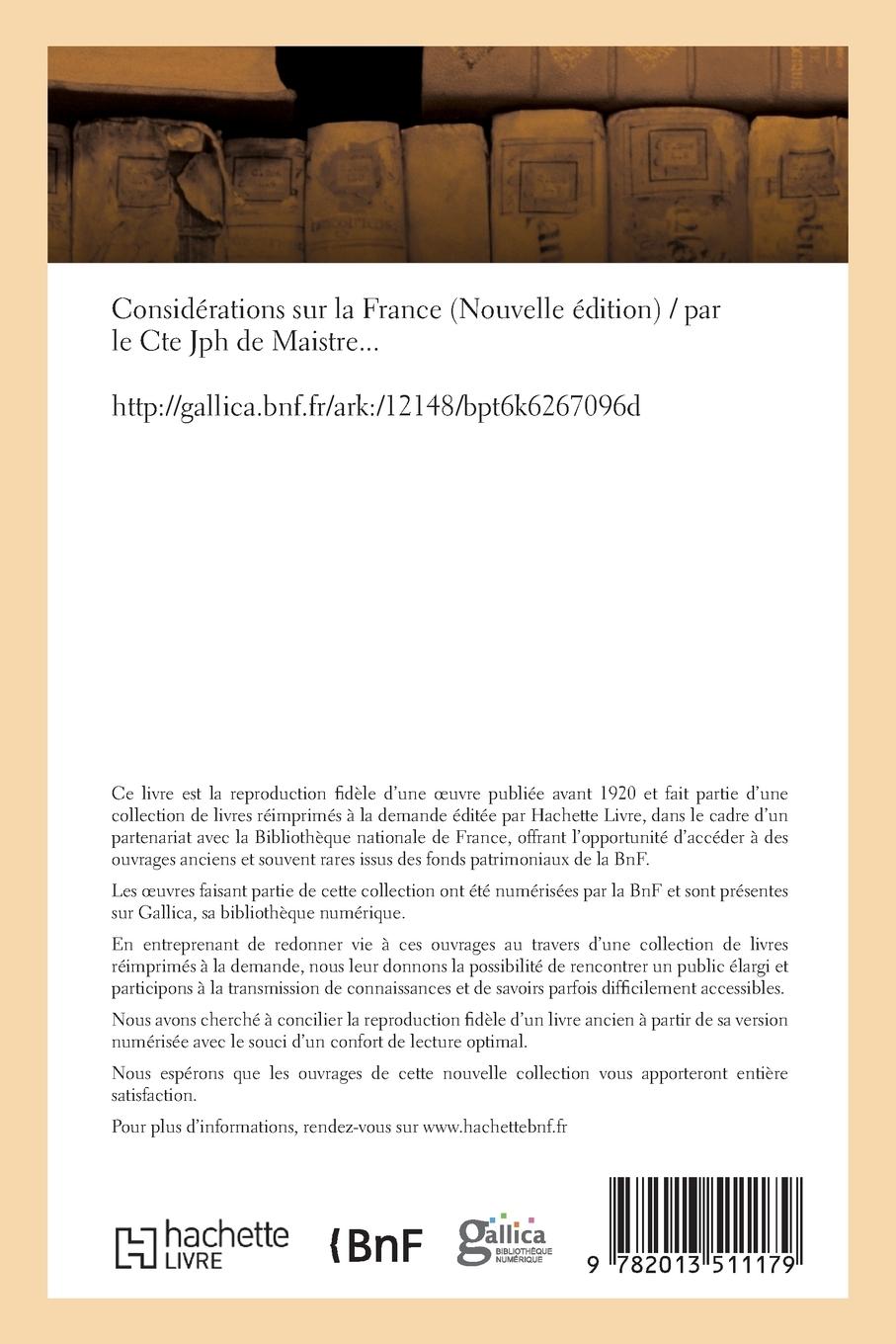 Rückseitencover Considérations Sur La France (Nouvelle Édition)