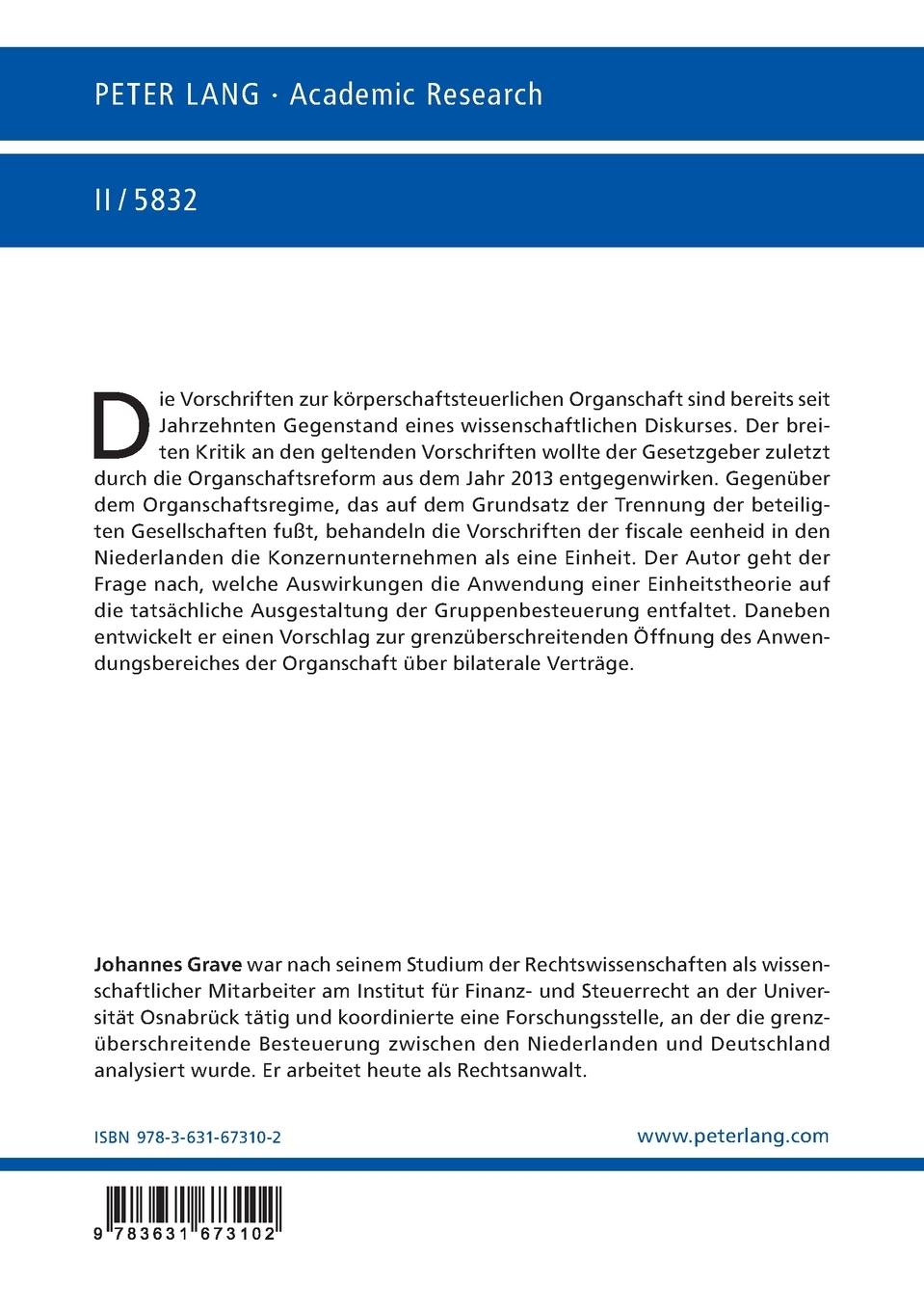 Rückseitencover Fiscale eenheid und Organschaft