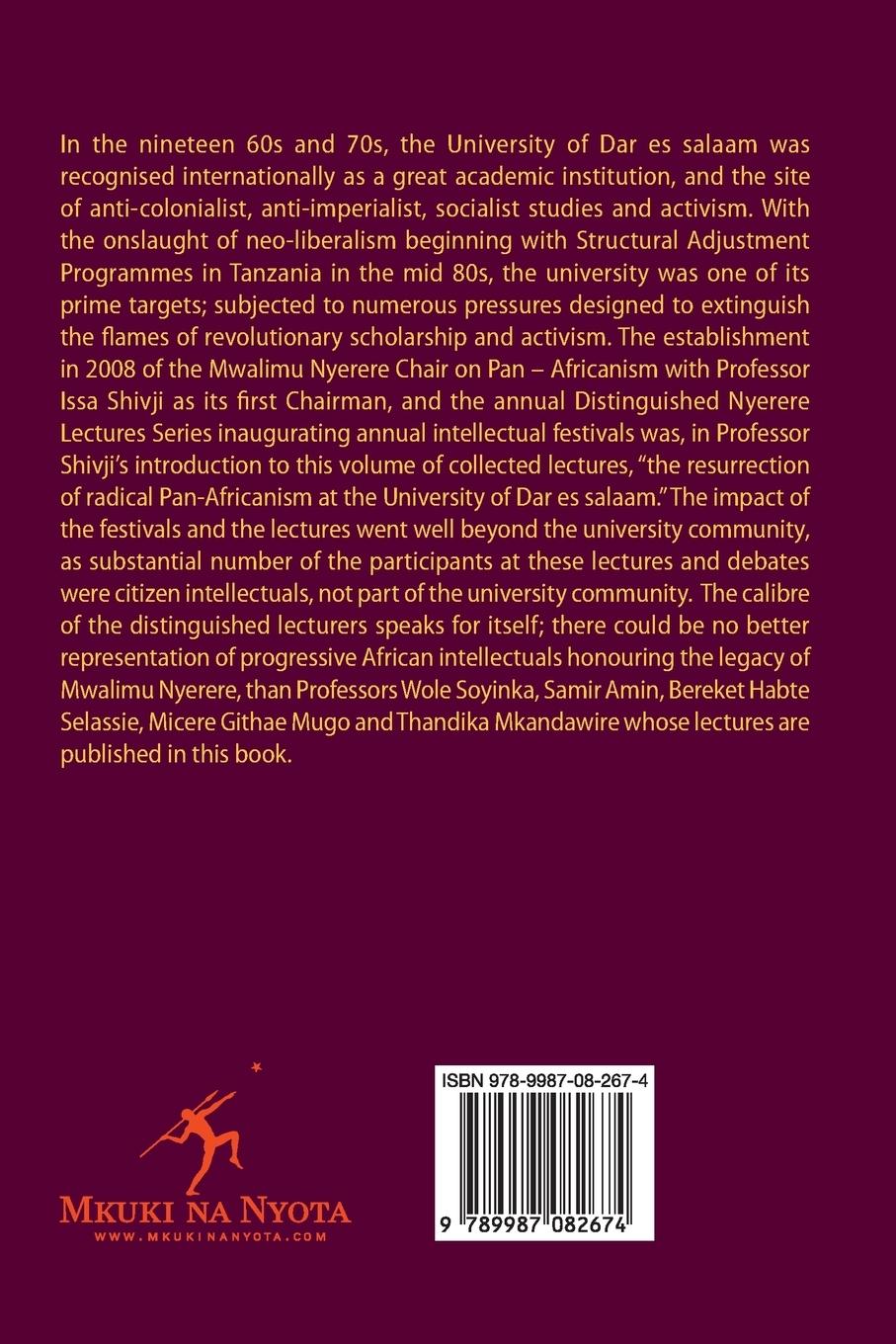 Rückseitencover Reimagining Pan-Africanism. Distinguished Mwalimu Nyerere Lecture Series 2009-2013