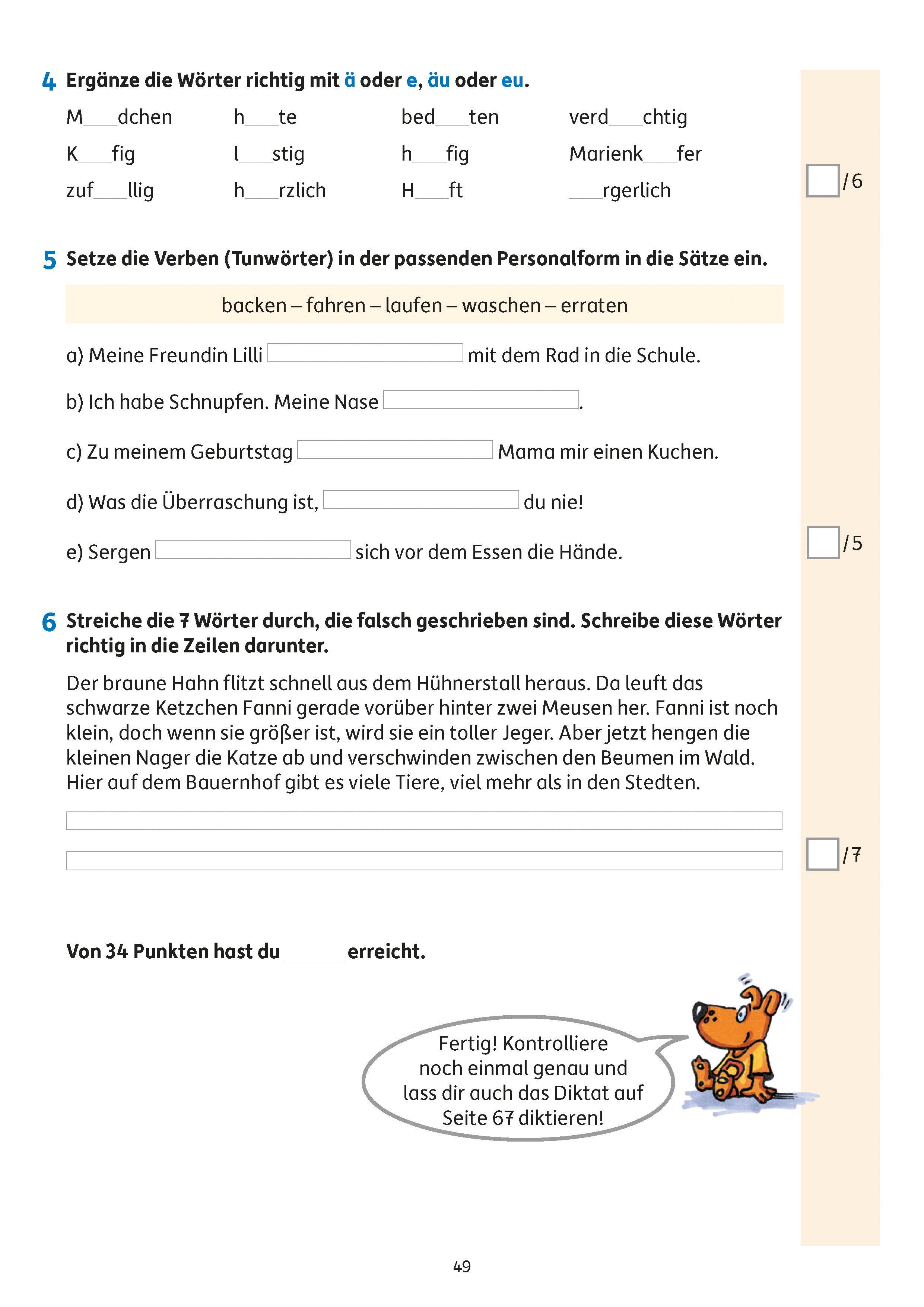 Beispielinhalt (Bild) Tests in Deutsch - Lernzielkontrollen 3. Klasse