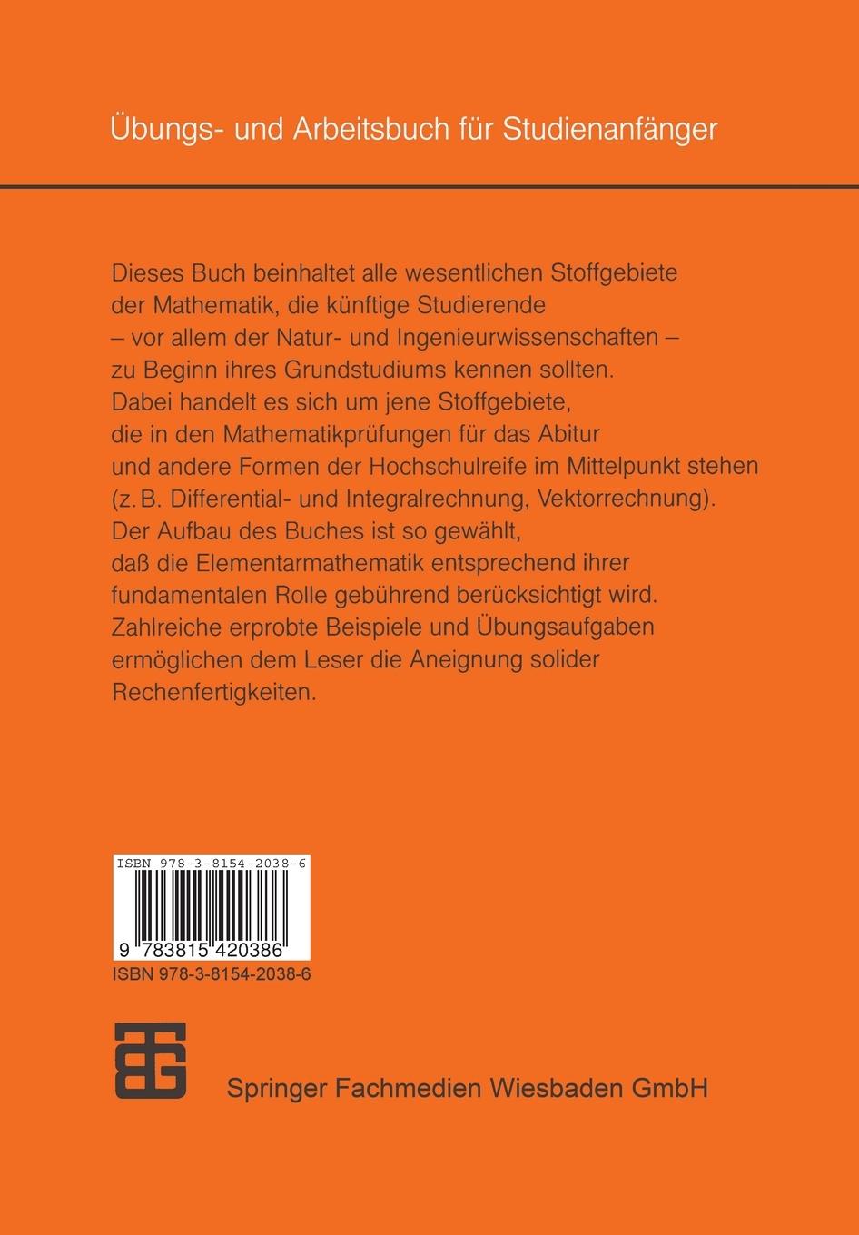 Rückseitencover Mathematik-Vorkurs