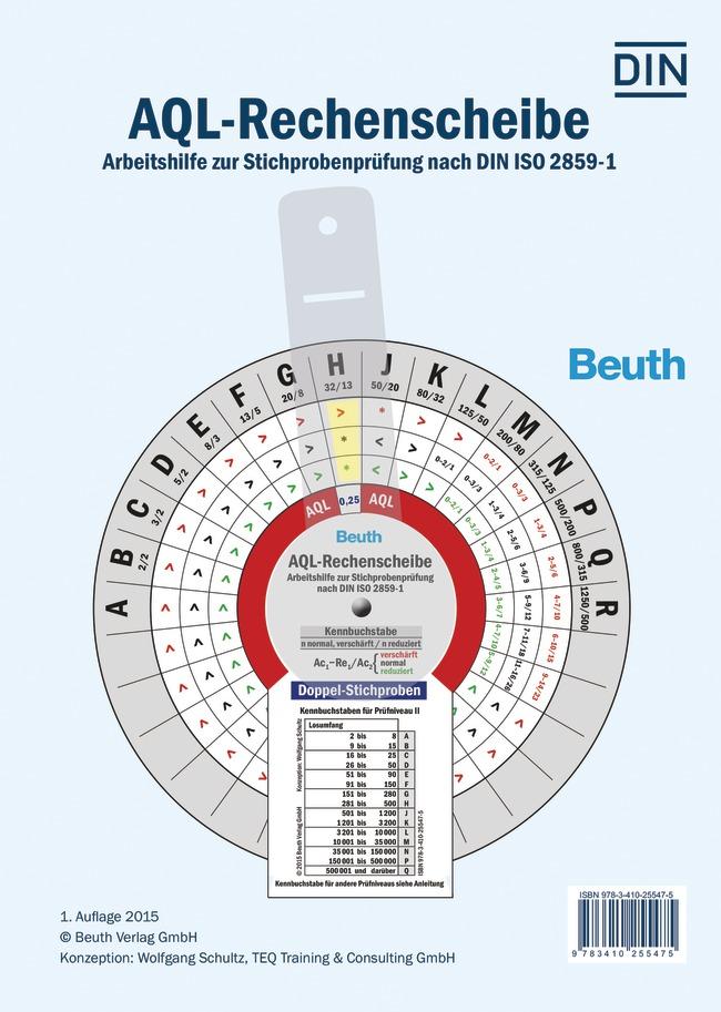 Vorderes Coverbild AQL-Rechenscheibe