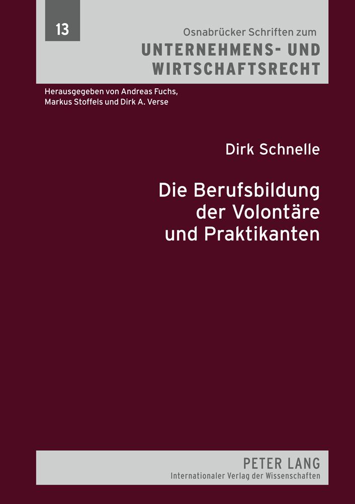 Vorderes Coverbild Die Berufsbildung der Volontäre und Praktikanten