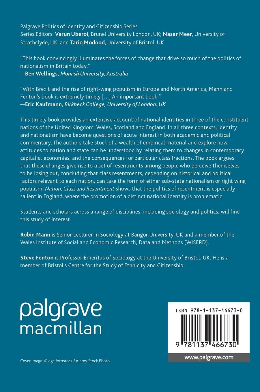 Rückseitencover Nation, Class and Resentment