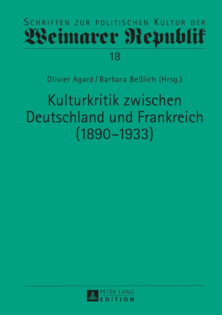 Vorderes Coverbild Kulturkritik zwischen Deutschland und Frankreich (1890-1933)