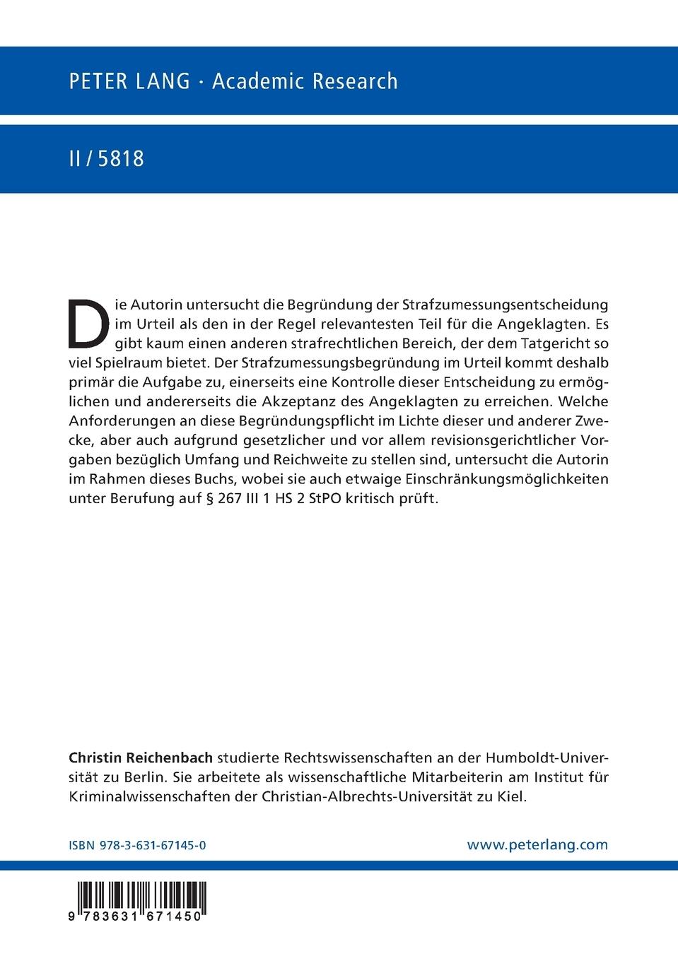 Rückseitencover Die Anforderungen an die Strafzumessungsbegründung im Urteil