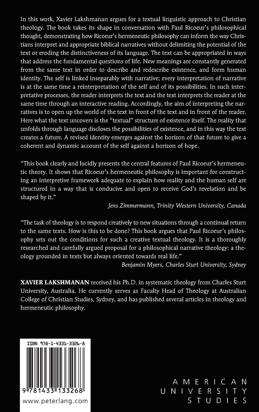 Rückseitencover Textual Linguistic Theology in Paul Ric¿ur