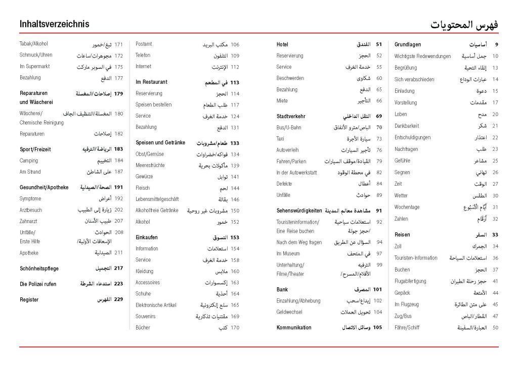 Beispielinhalt (Bild) Illustrierter Sprachführer Deutsch. Hauptsprache Arabisch