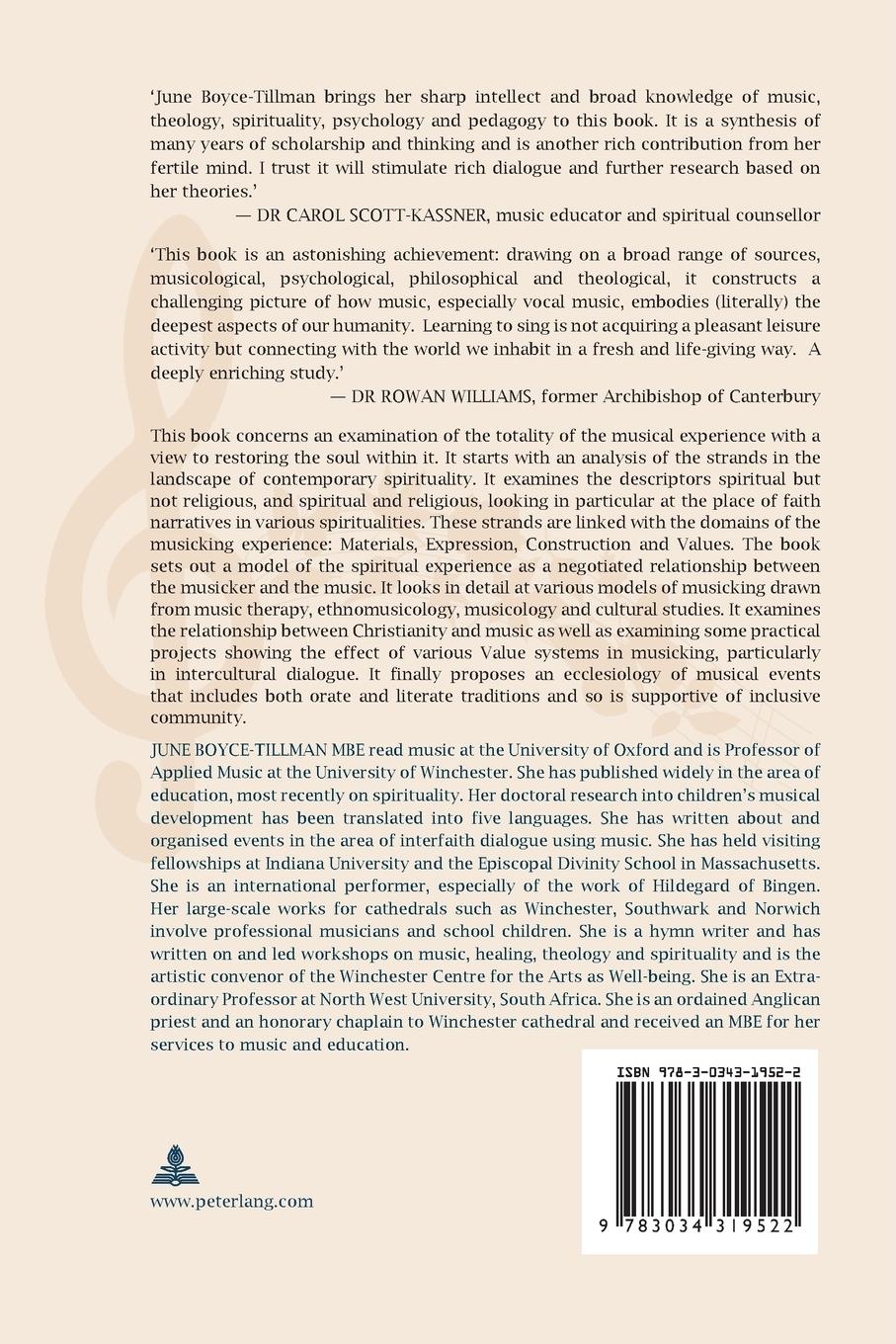 Rückseitencover Experiencing Music - Restoring the Spiritual