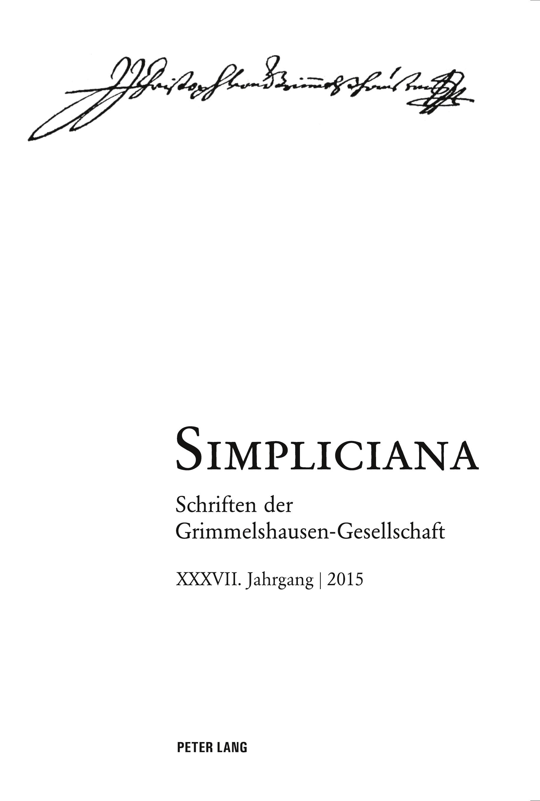 Vorderes Coverbild Simpliciana