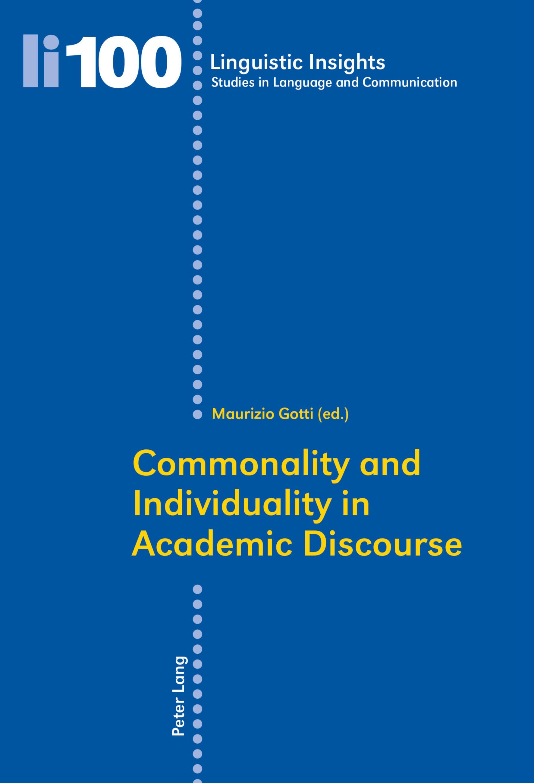 Vorderes Coverbild Commonality and Individuality in Academic Discourse
