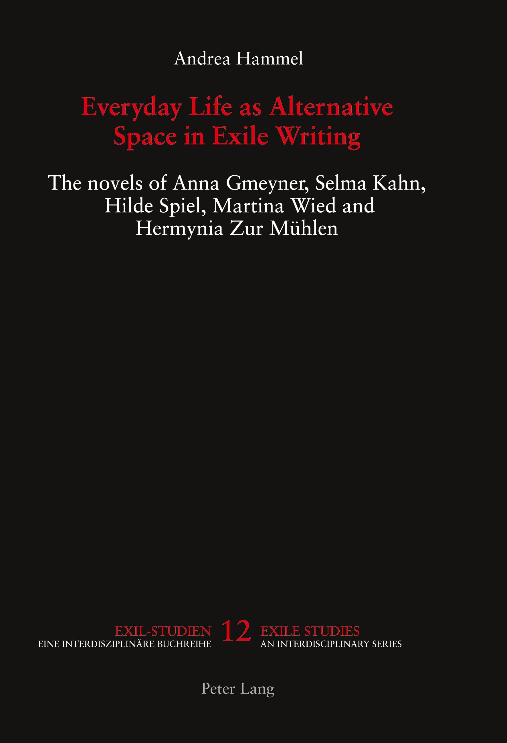 Vorderes Coverbild Everyday Life as Alternative Space in Exile Writing