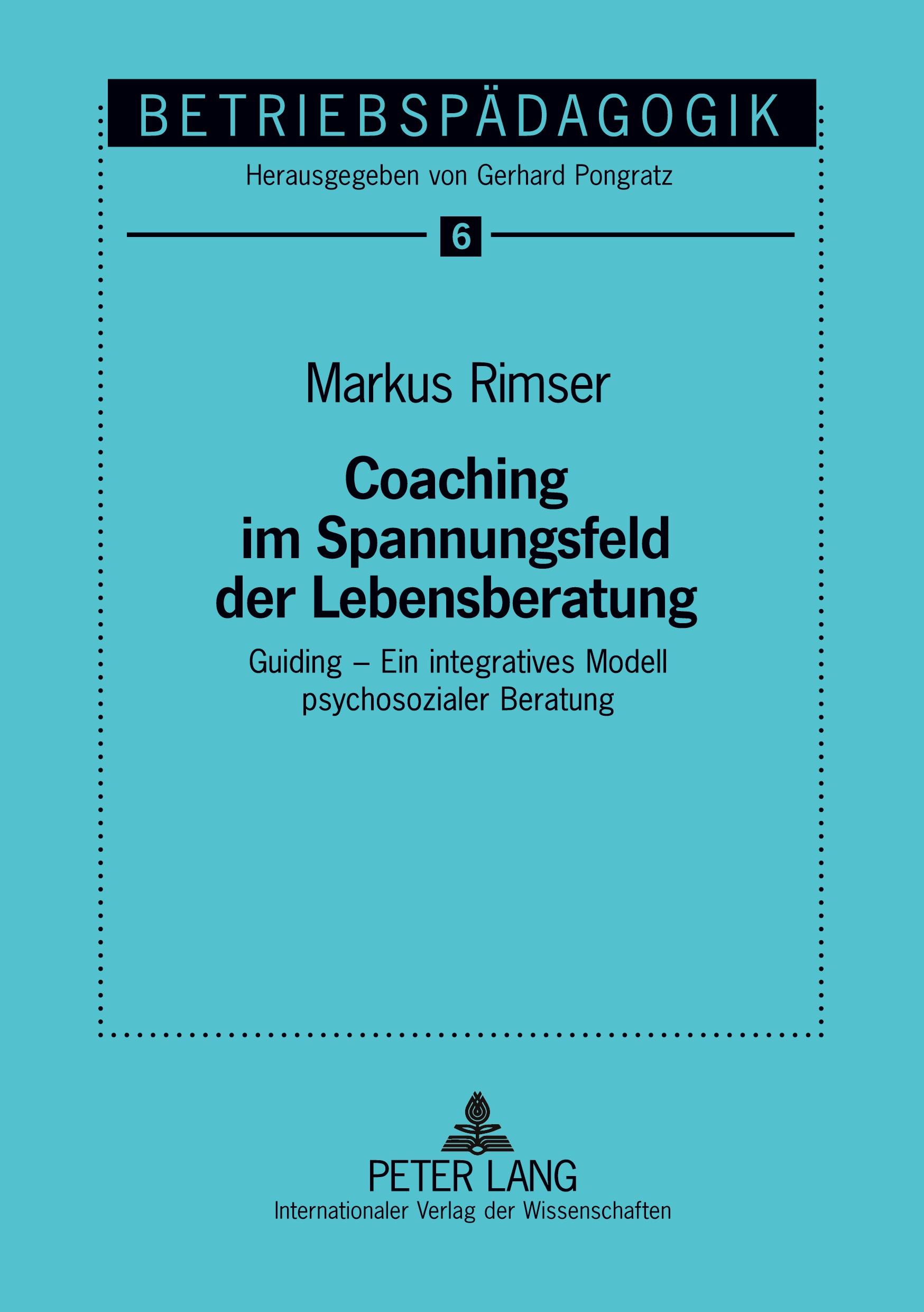 Vorderes Coverbild Coaching im Spannungsfeld der Lebensberatung