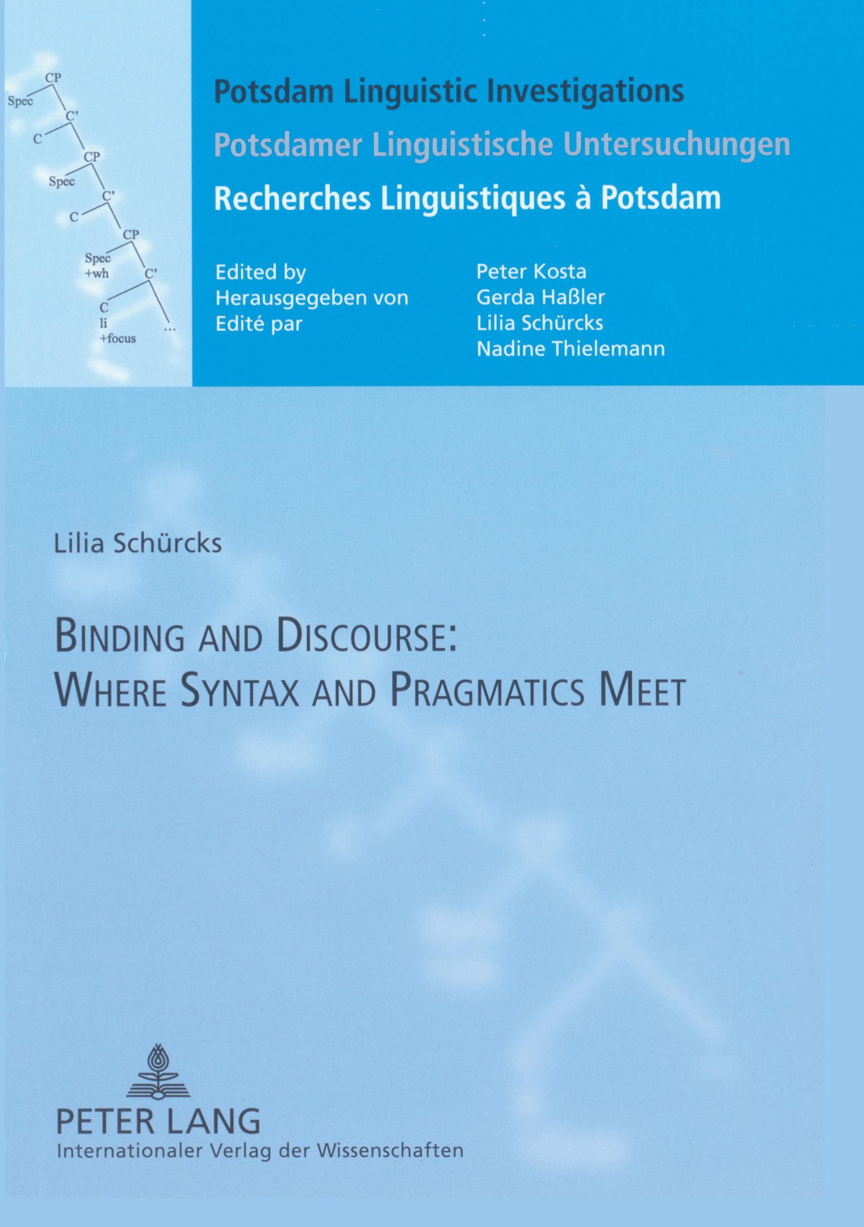 Vorderes Coverbild Binding and Discourse: Where Syntax and Pragmatics Meet