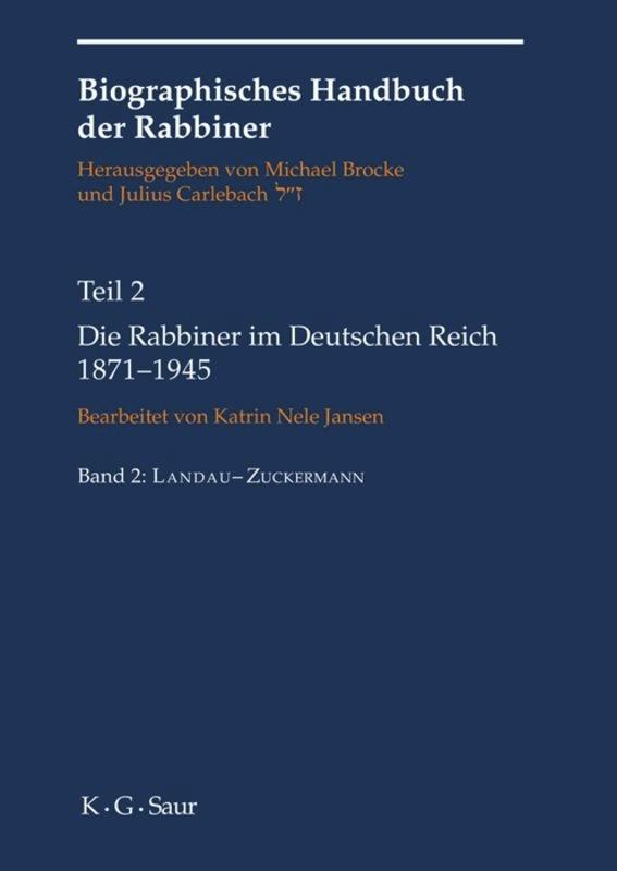Vorderes Coverbild Die Rabbiner im Deutschen Reich 1871-1945