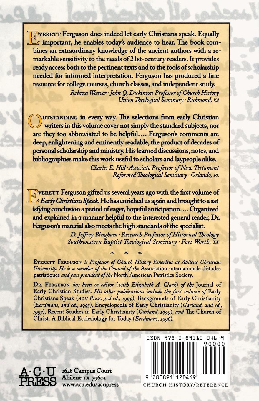 Rückseitencover Early Christians Speak
