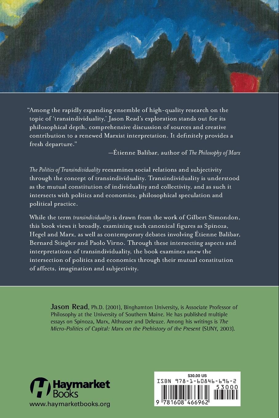 Rückseitencover The Politics of Transindividuality