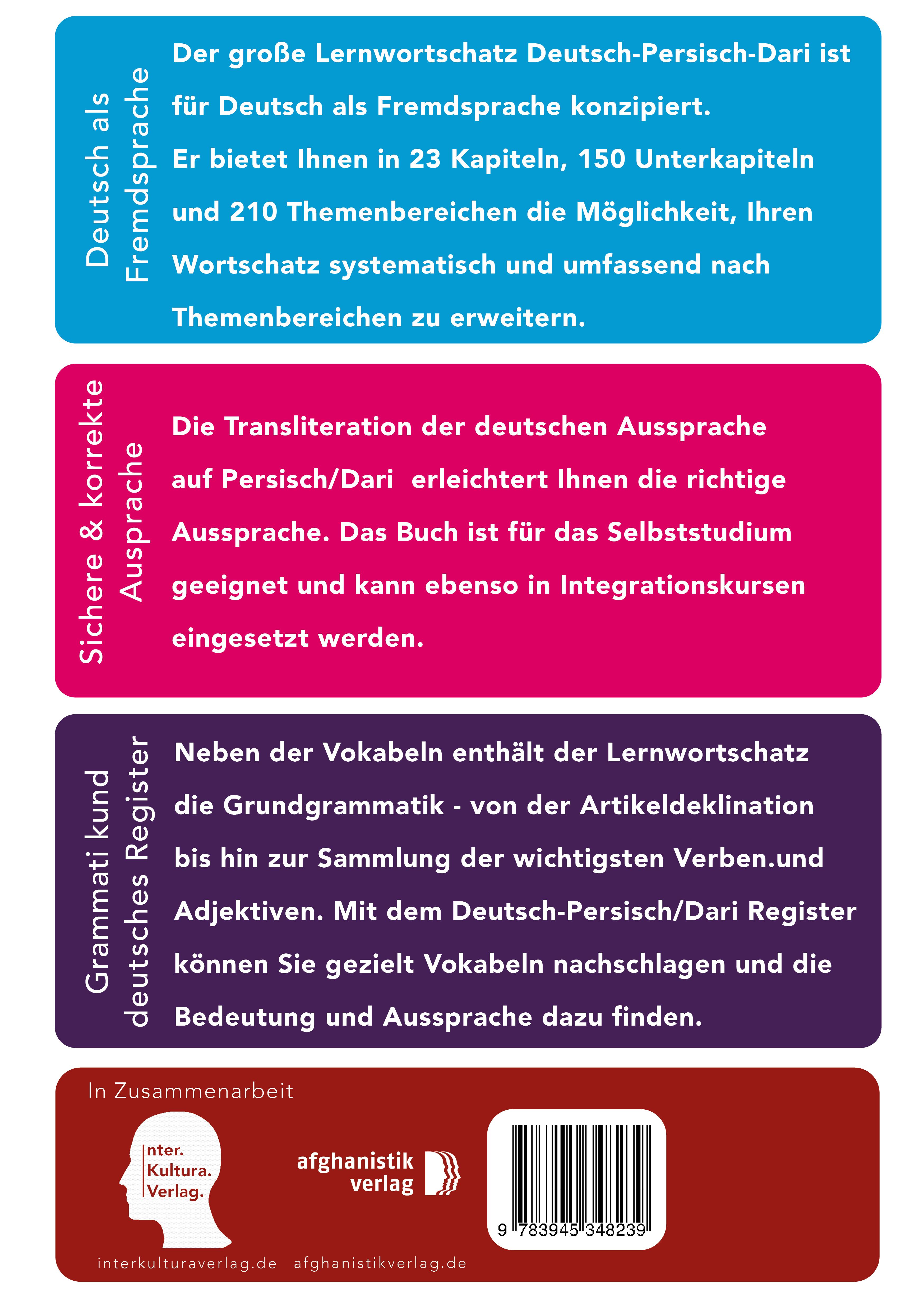 Rückseitencover Großer Lernwortschatz Deutsch - Afghanisch / Dari für Deutsch als Fremdsprache