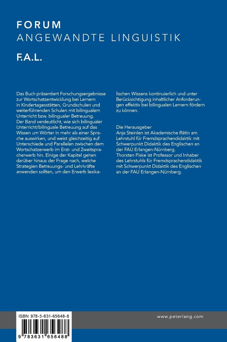 Rückseitencover Wortschatzlernen in bilingualen Schulen und Kindertagesstätten