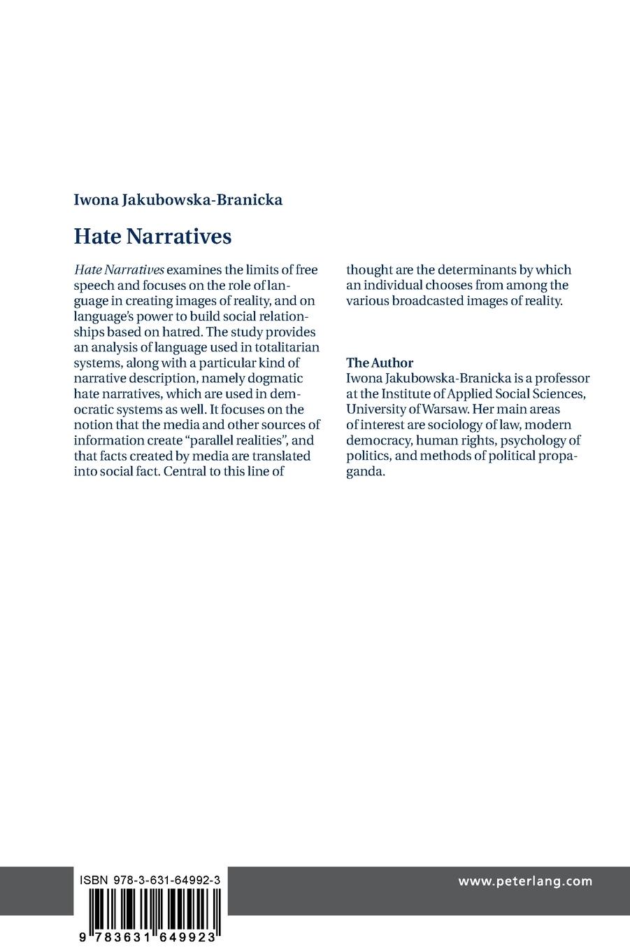 Rückseitencover Hate Narratives