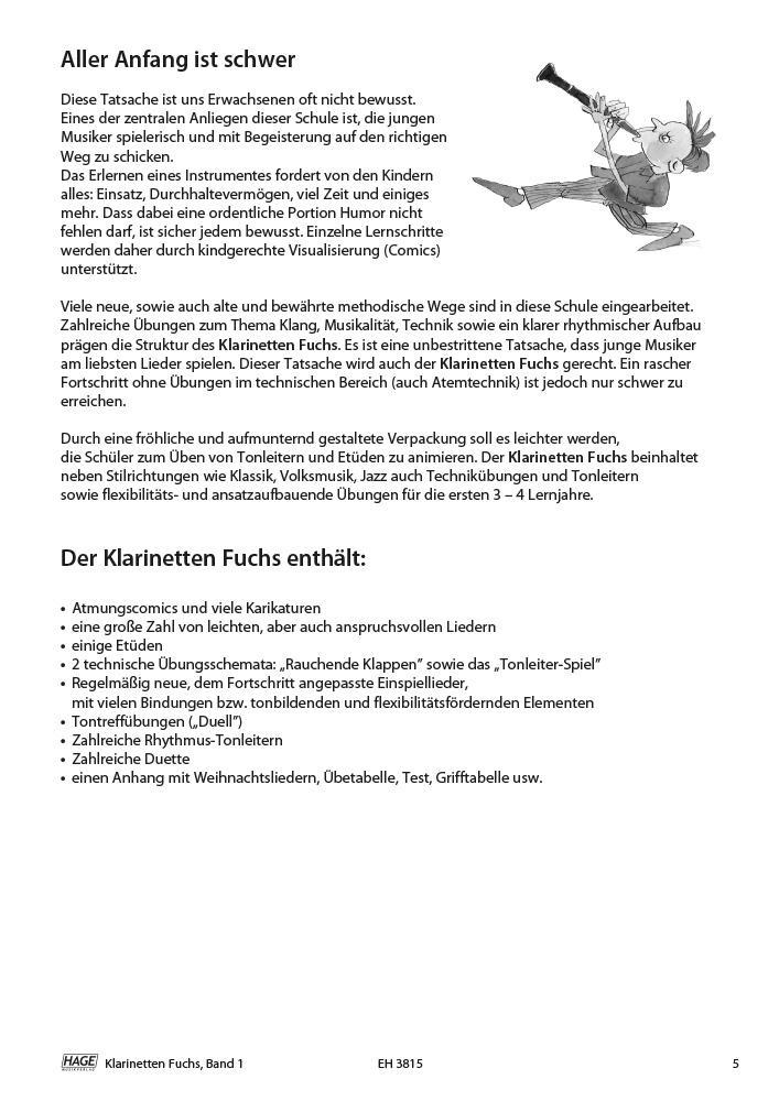 Beispielinhalt (Bild) Klarinetten Fuchs Band 1 mit CD