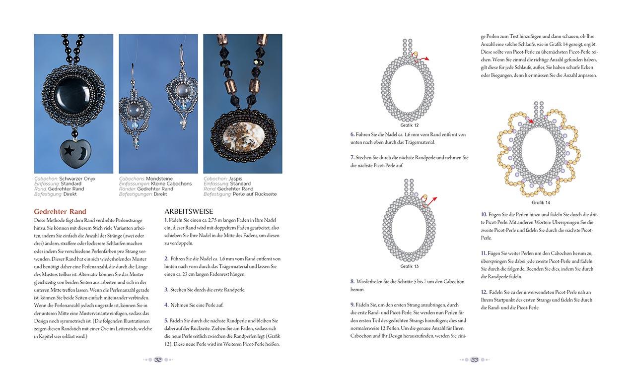 Beispielinhalt (Bild) Cabochons mit Perlen einfassen