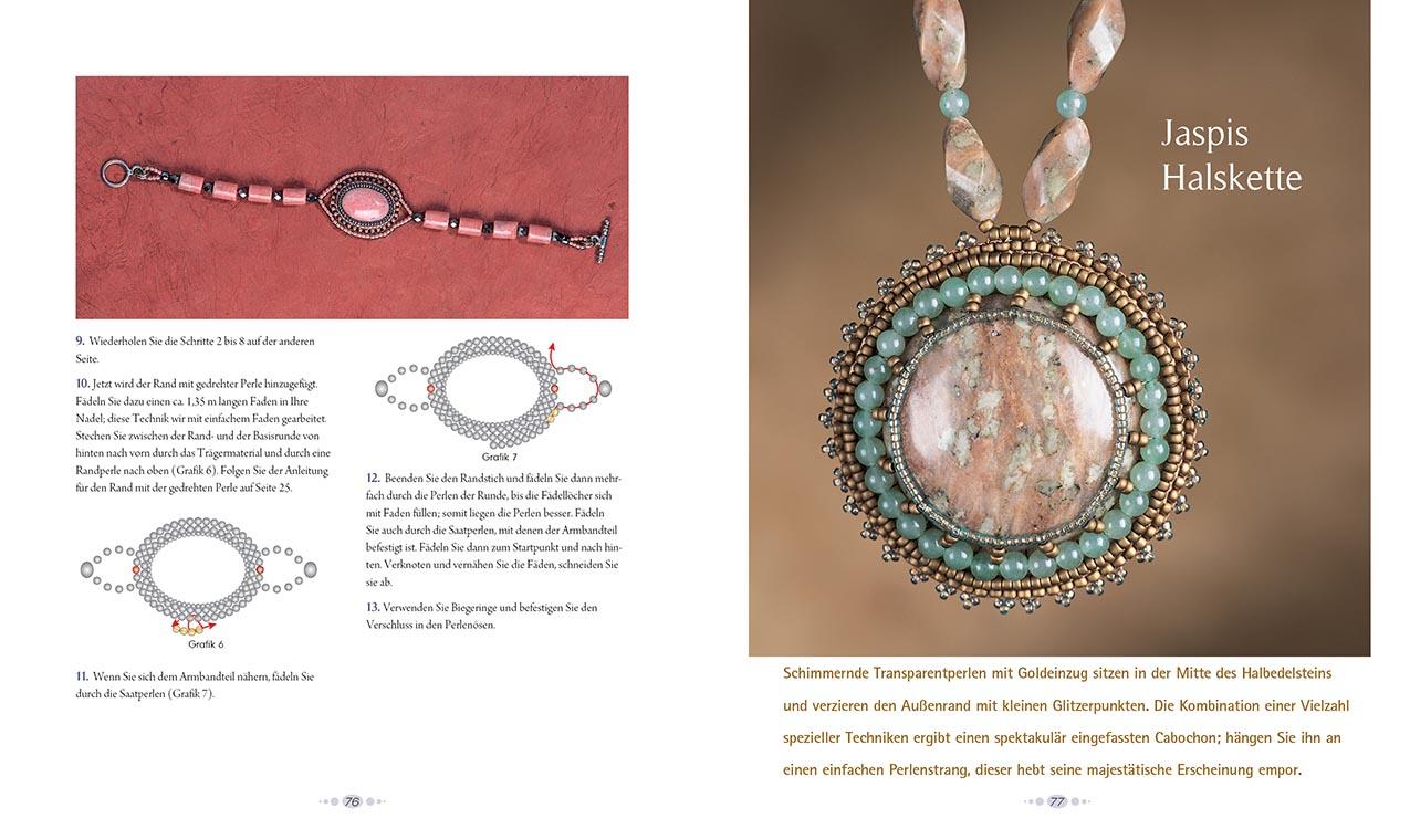 Beispielinhalt (Bild) Cabochons mit Perlen einfassen