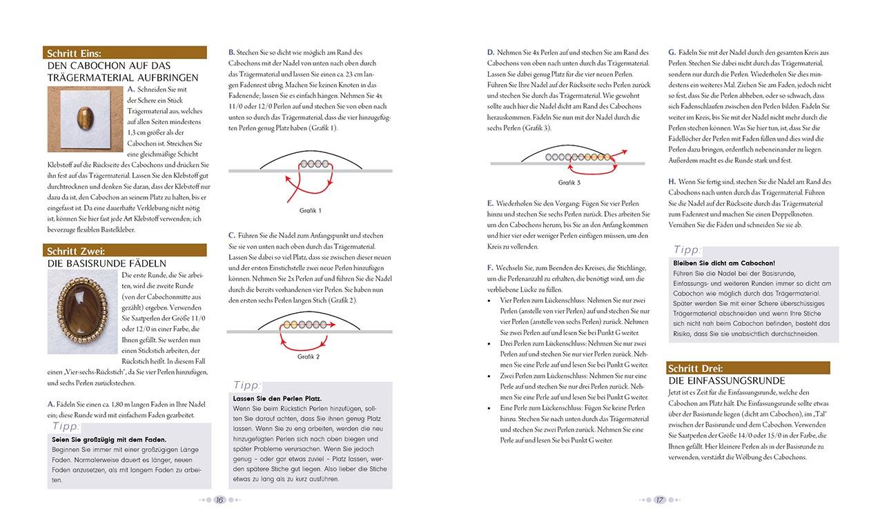Beispielinhalt (Bild) Cabochons mit Perlen einfassen