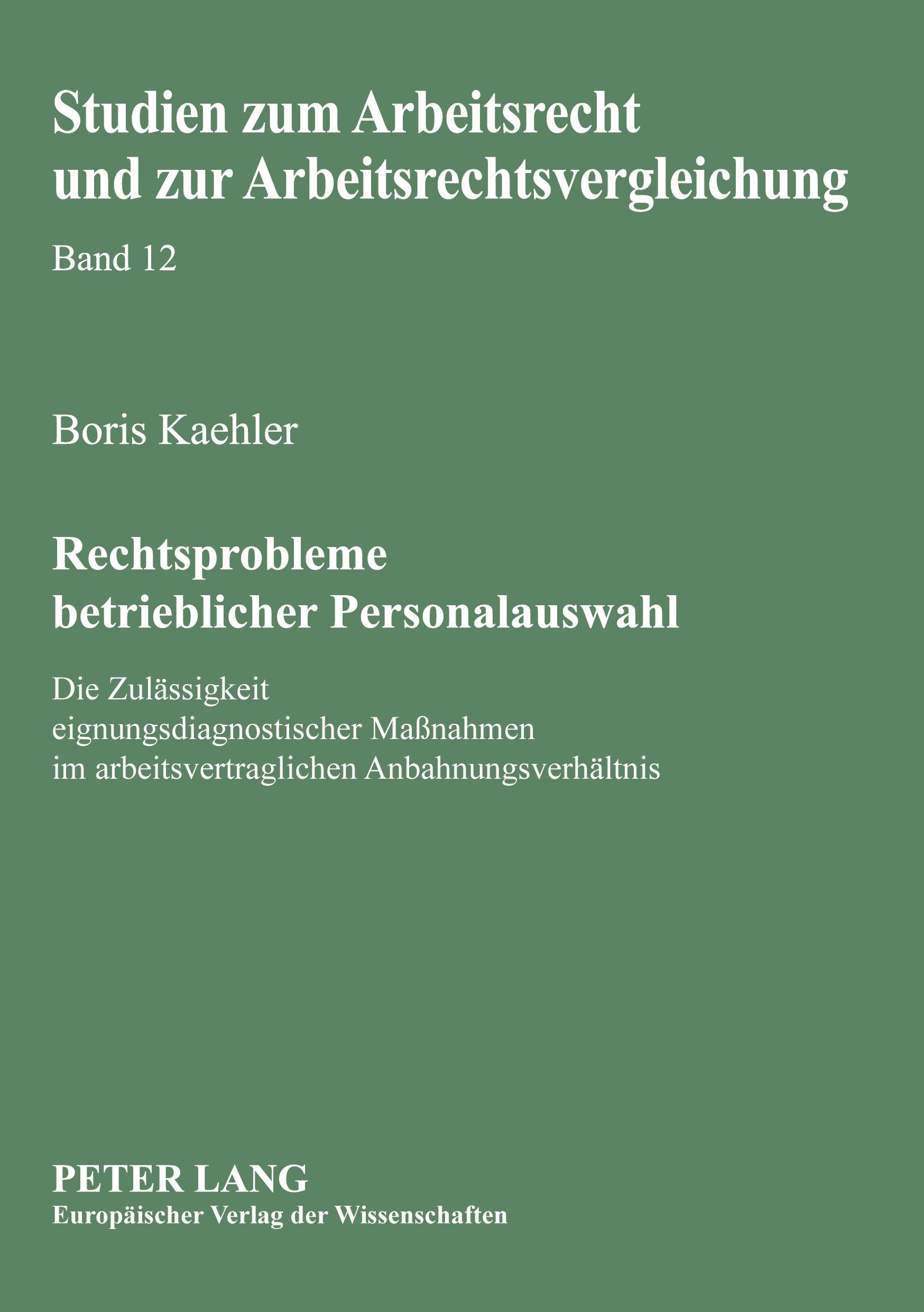 Vorderes Coverbild Rechtsprobleme betrieblicher Personalauswahl